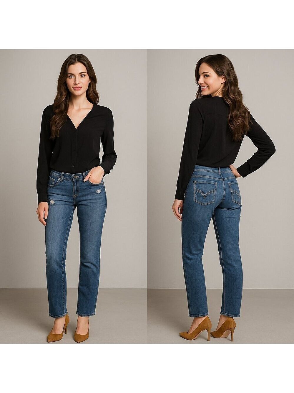 🌴👖 HOLLISTER Women’s Distressed Low Rise Straight Jeans Size 3S 🌊🕶️